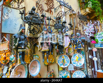 Taormina, Sicily, Italy - May 05, 2014: Souvenir shop in town. Stock Photo