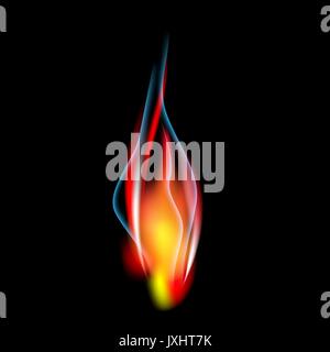Realistic fire flame on black background.Vector illustration Stock Vector