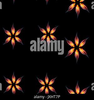 Fire flowers seamless pattern Stock Vector