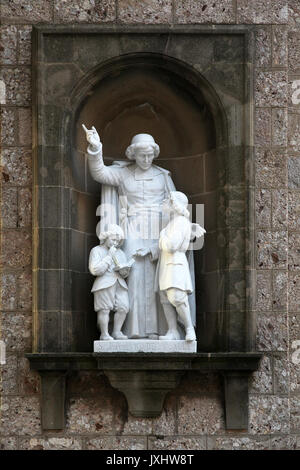 John Baptist de la Salle at Montserrat.Benedictine abbey.Santa Maria de Montserrat.near Barcelona.Catalonia.Spain Stock Photo