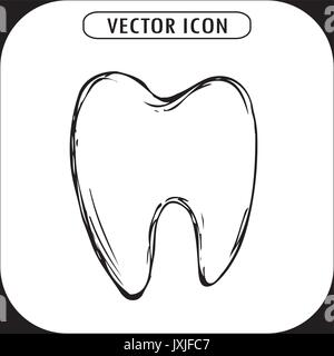 Hand drawn Tooth icon, vector illustration Stock Vector