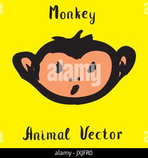 Hand drawn monkey , doodle vector illustration. Stock Vector