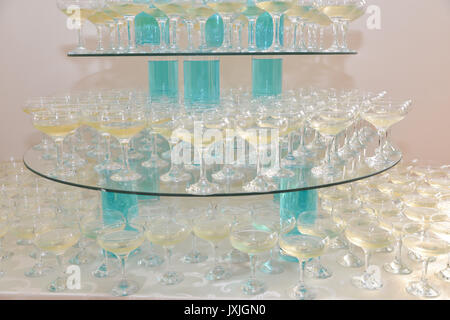 champagne glasses arrangements for wedding reception Stock Photo