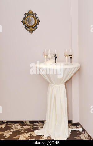 champagne glasses arrangements for wedding reception Stock Photo