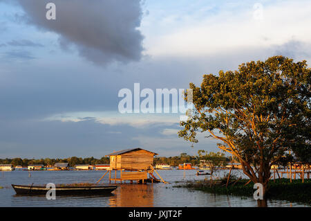 Peru, Peruvian Amazonas landscape. The photo present typical indian tribes settlement in the Amazon Stock Photo