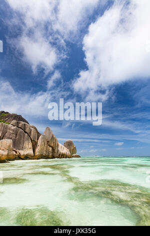 Turquoise water and coral reef at Anse Source D'Argent in La Digue, Seychelles Stock Photo