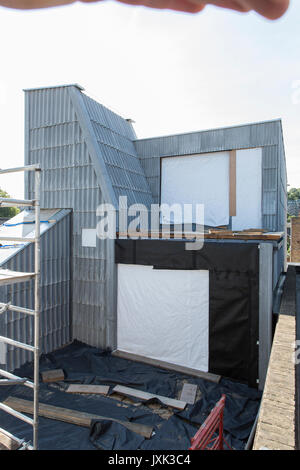 timber framed house under construction Stock Photo