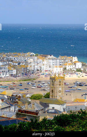 Views around the Cornish seaside village of St Ives Cornwall England UK View from the Car Park Stock Photo