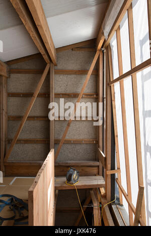 timber framed house under construction Stock Photo