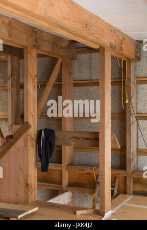 timber framed house under construction Stock Photo