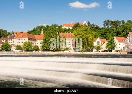 LANDSBERG AM LECH, GERMANY - JUNE 10: The river Lech at the historic city of Landsberg am Lech, Germany on June 10, 2017. Landsberg is situated on the Stock Photo