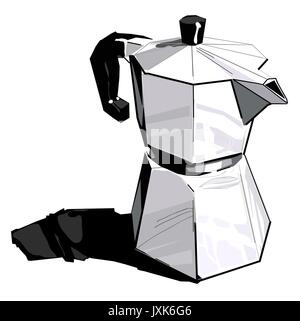Metallic coffee maker isolated on white. Stock Vector
