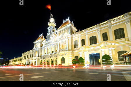 Architecture palace royal night, formerly the property of the French later the People's Committees of attracting tourists sightseeing Stock Photo