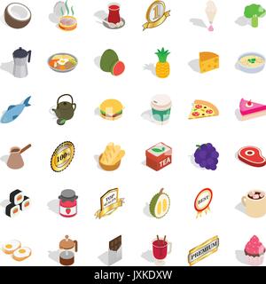 Drink icons set, isometric style Stock Vector