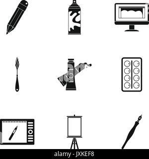 Stationery icons set, simple style Stock Vector