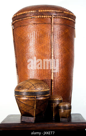 Tingkop tribal basketry from Palawan, Philippines, in an interior setting Stock Photo