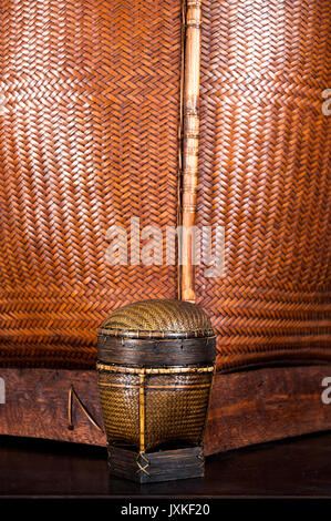 Tingkop tribal basketry from Palawan, Philippines, in an interior setting Stock Photo