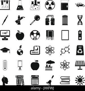 Education icons set, simple style Stock Vector