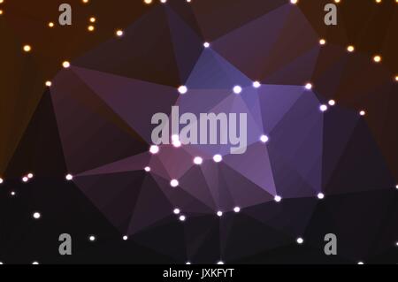Purple brown black abstract low poly geometric background with defocused lights Stock Vector