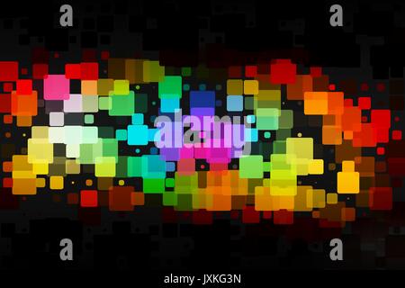 Red pink green blue brown vector abstract glowing background with random sizes rounded corners tiles Stock Vector