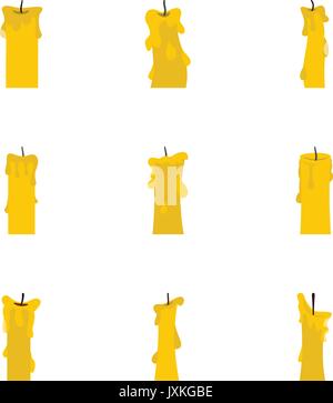Candles icon set, flat style Stock Vector