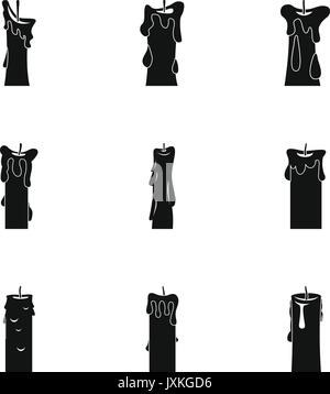 Wax candles icon set, simple style Stock Vector
