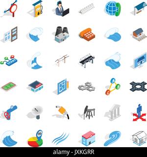 Electricity icons set, isometric style Stock Vector