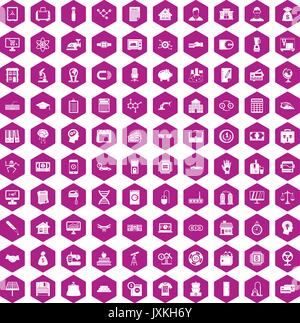 100 loans icons hexagon violet Stock Vector
