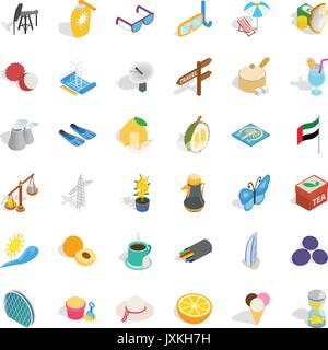 Emirates icons set, isometric style Stock Vector