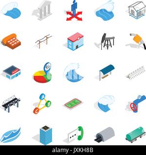 Street lighting icons set, isometric style Stock Vector