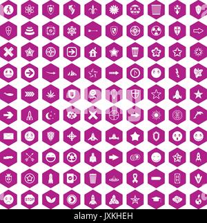 100 logotype icons hexagon violet Stock Vector