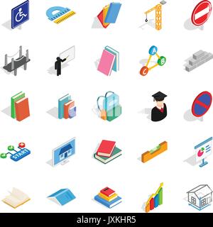 Professor icons set, isometric style Stock Vector