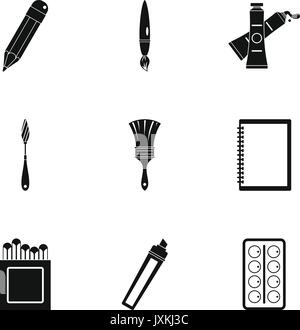 Designer workspace icons set, simple style Stock Vector