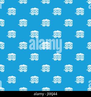 Cart on wheels with gold pattern seamless blue Stock Vector