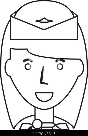 stewardess profile cartoon Stock Vector
