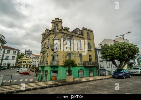 Old building in the town of Horta, Faial island, Azores Stock Photo