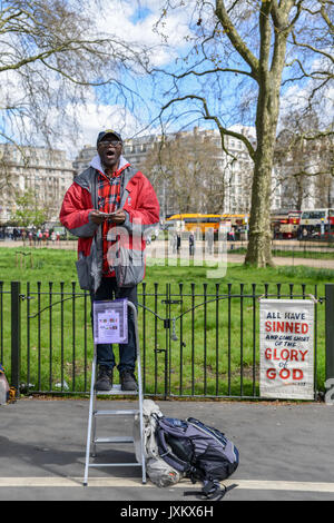 Christian Preacher. Speakers Corner, Hyde Park, London, England Stock Photo