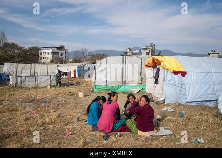 Nepal, Kathmandu,  Chhuchmepati camp earthquake victims Stock Photo