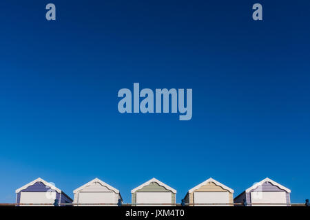 Beach huts in St. Annes Lancashire with a deep blue sky Stock Photo