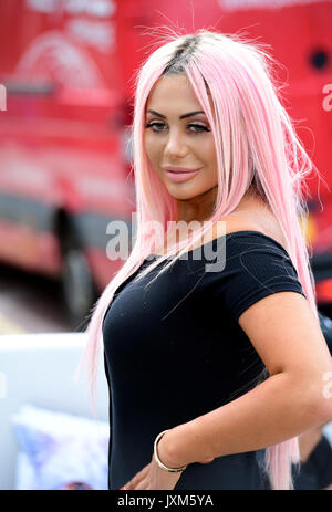 Chloe Ferry from the cast of Geordie Shore attends a photocall outside