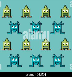 colorful pattern of alien of spatial game Stock Vector