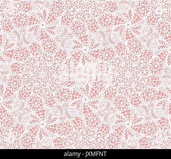 Seamless flower paisley lace pattern on pink background Stock Vector