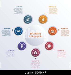 Infographic template seven option circles  banner what can be used as business presentation,chart, diagram, table, workflow layout Stock Vector