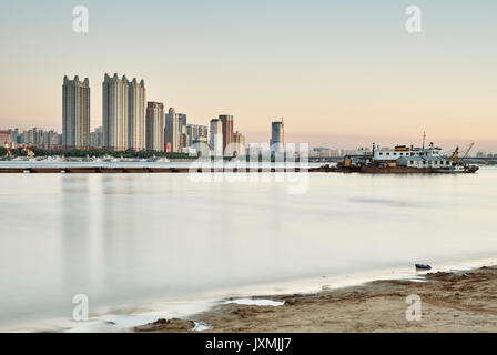 Waterfront skyscrapers, Harbin, Heilongjiang, China Stock Photo