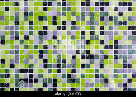 Background from black, green and grey mosaic tiles Stock Photo