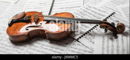 Viola on the sheets of music Stock Photo