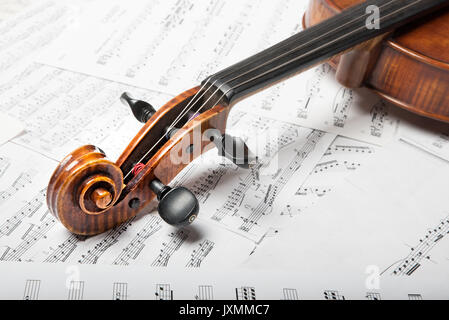 Viola on the sheets of music Stock Photo