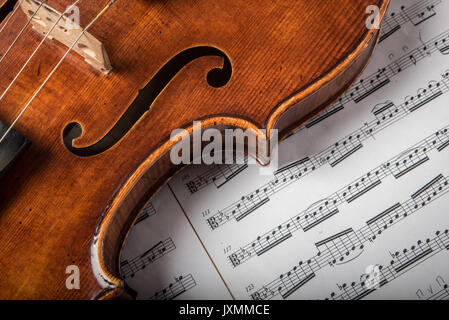 Viola on the sheets of music Stock Photo