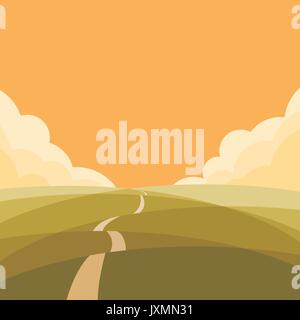 Vector illustration of simple geometric autumnal landscape Stock Vector