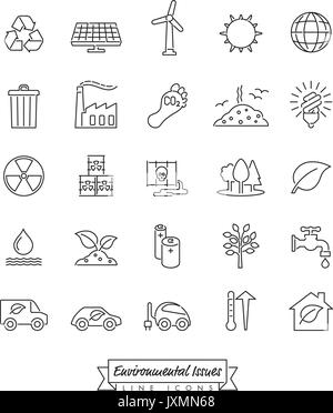 Collection of Environment and Climate related vector outlined icons Stock Vector